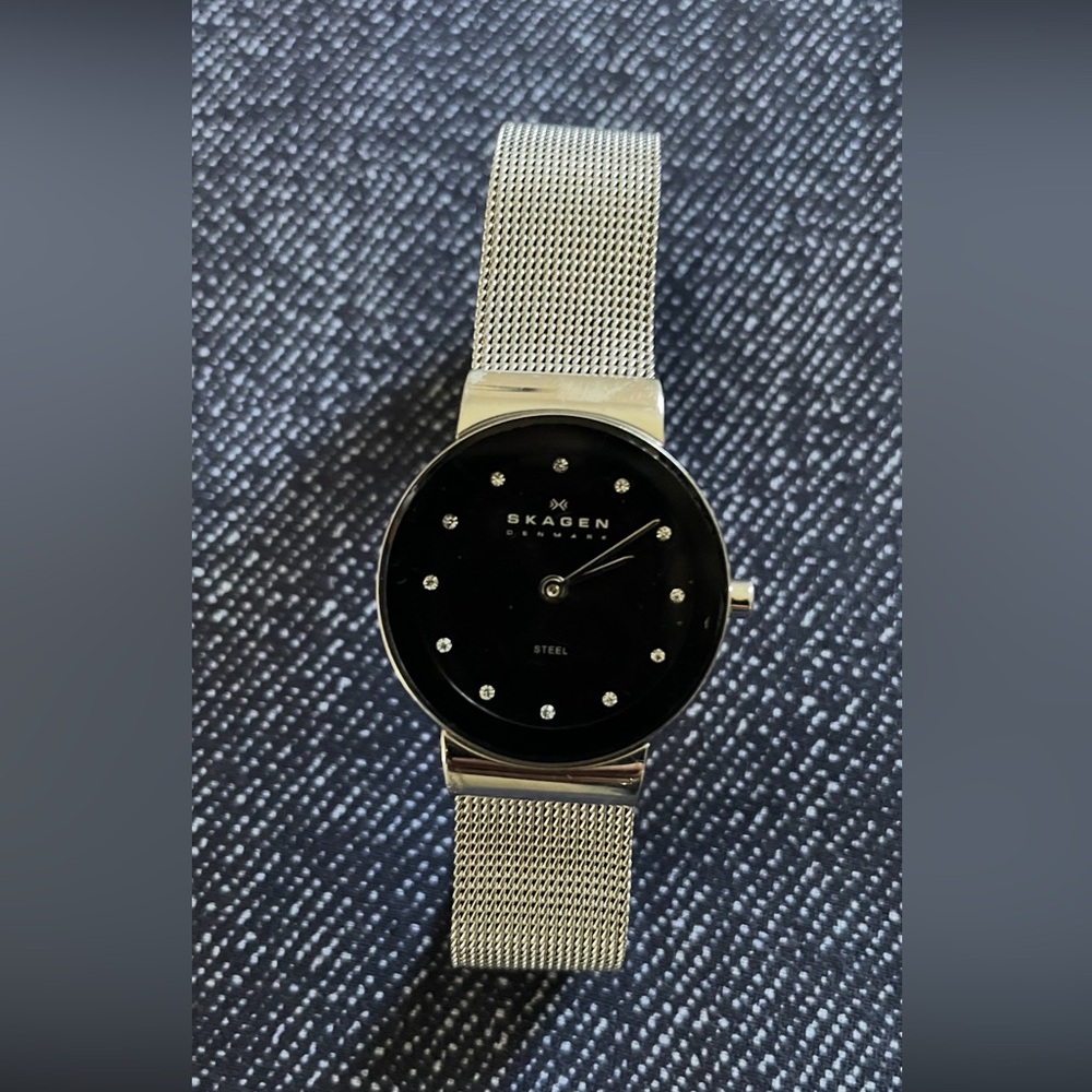 Skagen Black Dial with Silver Mesh Band Watch
